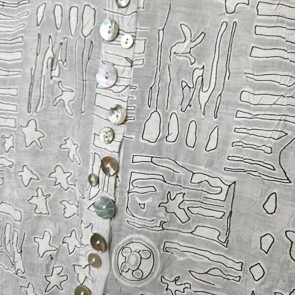 Women's White Patterned Blouse - Picture 4 of 5